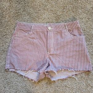 Red And Black Striped Shorts